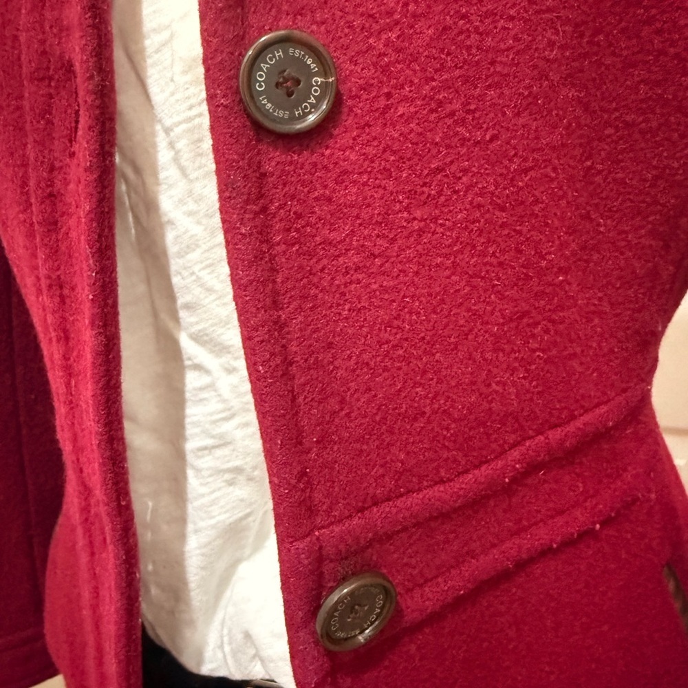 Coach Burgundy Trench Coat with Black Accents - Picture 3 of 9